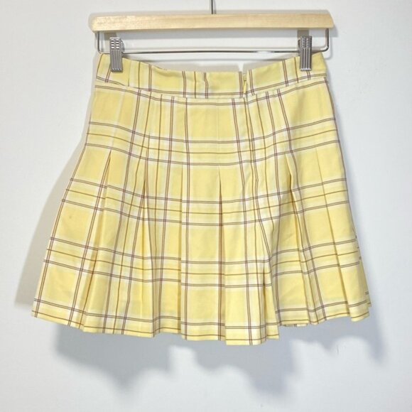 Aritzia Sunday Best Pleated Mini Skirt Yellow Plaid – Size 4 - Picture 5 of 9